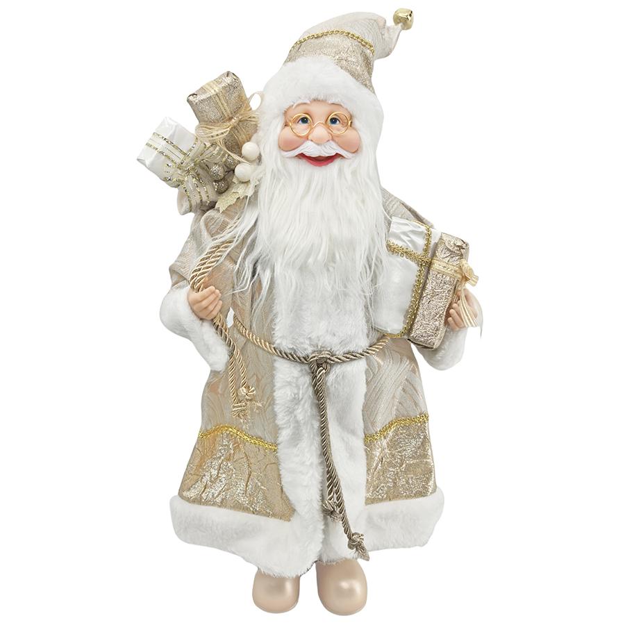 47cm White & Champagne Standing Santa